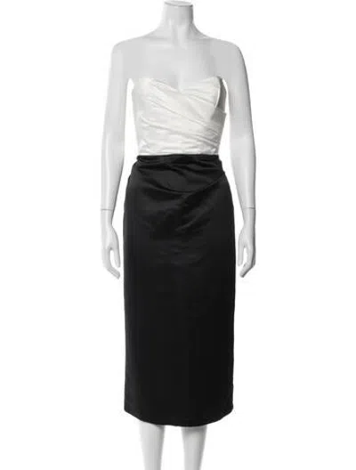 Pre-owned Parker Black Strapless Knee-length Dress In Black/white