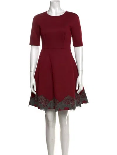 Pre-owned P.a.r.o.s.h Lace Pattern Knee-length Dress In Red