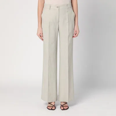 P.a.r.o.s.h . Palazzo Trousers Greige In Linen Blend In Grey