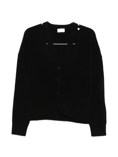 P.a.r.o.s.h Ribbed-knit Cut-out Cardigan In Black
