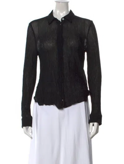 Pre-owned Partow Long Sleeve Button-up Top In Black
