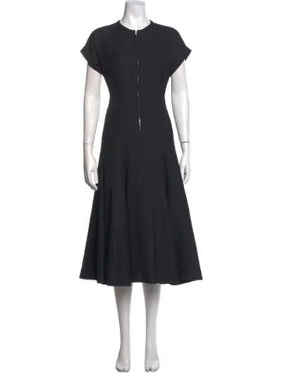 Pre-owned Partow Virgin Wool Midi Length Dress In Black