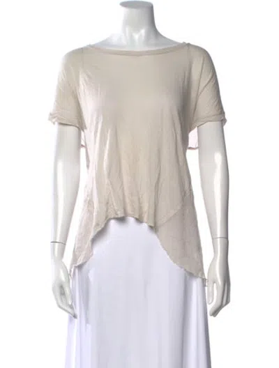 Pre-owned Pas De Calais Bateau Neckline Short Sleeve Top In Grey