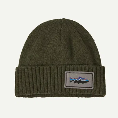 Patagonia Brodeo Cuffed Beanie In Pine Needle Green - Winter Beanies - Recycled Nylon/recycled Wool