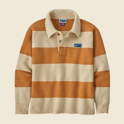 Patagonia Used Recycled Wool-blend Rugby Sweater In Dried Mango In Multi