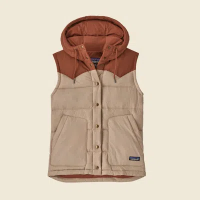 Patagonia Used Women's Bivy Hooded Vest In Oar Tan In Multi