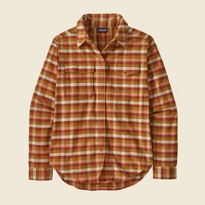 Patagonia Used Women's Canyonite Flannel Shirt In Burnished Red In Orange