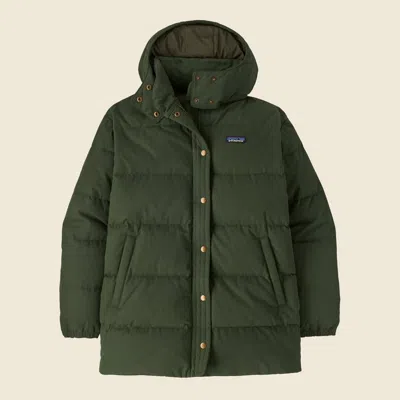 Patagonia Used Women's Cotton Down Parka In Torrey Pine Green