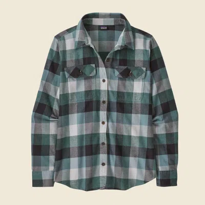 Patagonia Used Women's Long-sleeved Organic Cotton Midweight Fjord Flannel Shirt In Nouveau Green