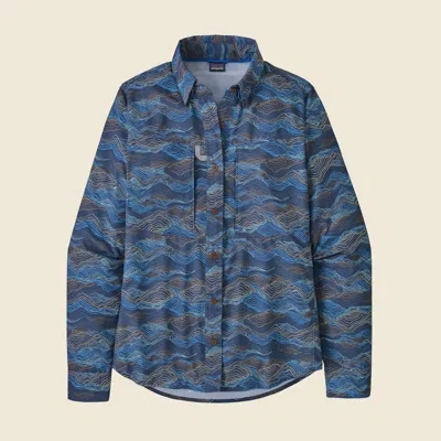 Patagonia Used Women's Long-sleeved Sol Patrol® Shirt In Multicolor In Blue