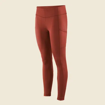 Patagonia Used Women's Pack Out Tights In Mangrove Red In Animal Print