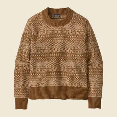 Patagonia Used Women's Recycled Wool-blend Crewneck Sweater In Shelter Brown