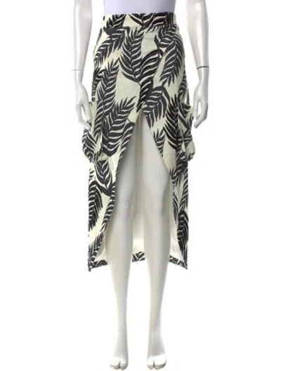 Pre-owned Patbo Floral Print Midi Length Skirt In White