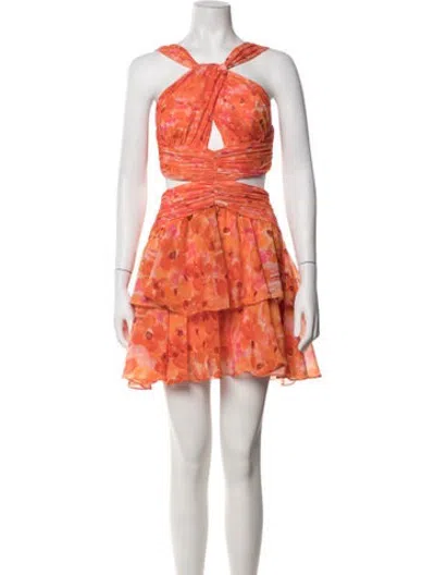 Pre-owned Patbo Floral Print Mini Dress In Orange