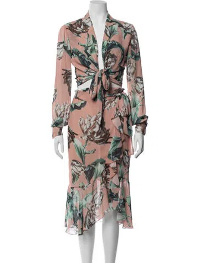 Pre-owned Patbo Floral Print Ruffle Embellishment Skirt Set In Neutrals