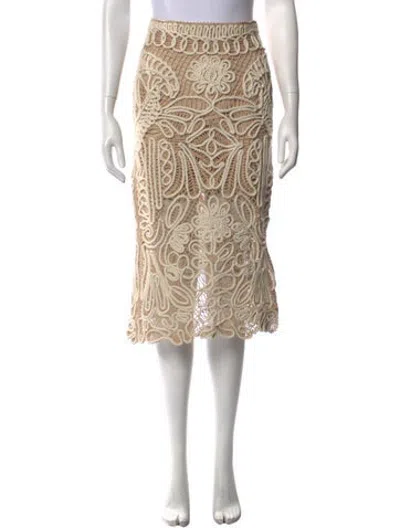 Pre-owned Patbo Lace Pattern Midi Length Skirt In Neutrals