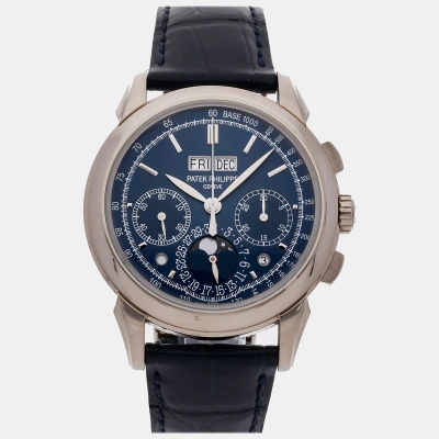 Pre-owned Patek Philippe Blue 18k White Gold Grand Complications 5270g-014 Manual Wind Men's Wristwatch 41 Mm