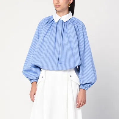 Patou Striped Balloon-sleeve Shirt In Light Blue