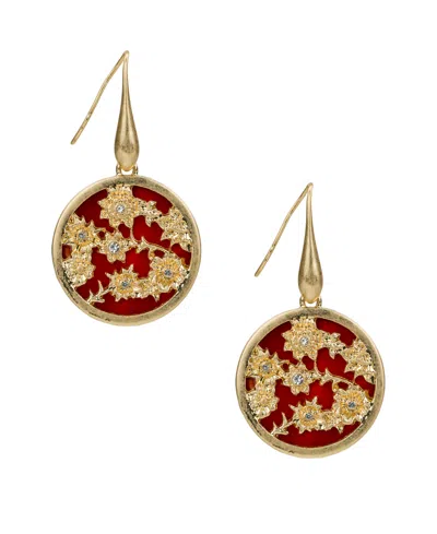 Patricia Nash Crystal Gold-tone Round Wire Drop Earrings In Multi
