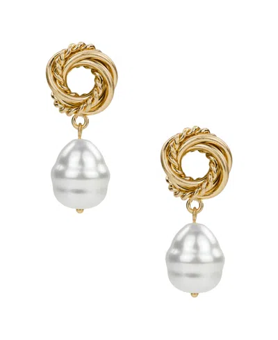 Patricia Nash Gold-tone Imitation Pearl Knot Earrings