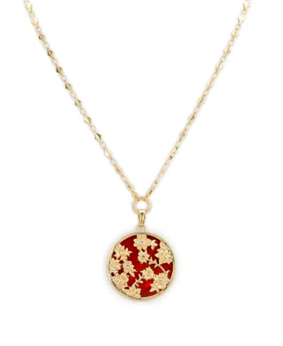 Patricia Nash Gold-tone Round Floral Pendant Necklace