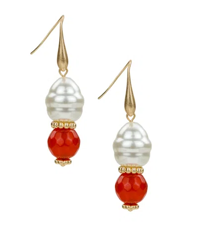 Patricia Nash Imitation Pearl Double Drop Earrings In Gold