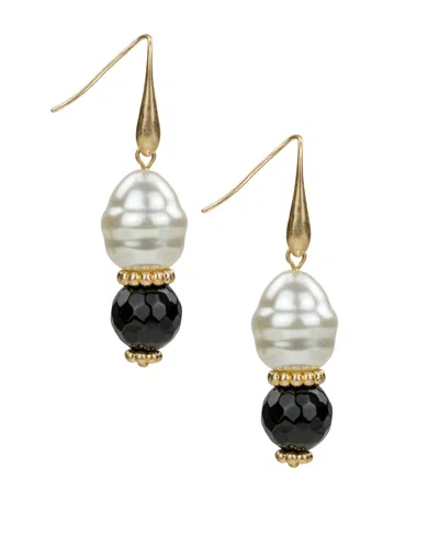Patricia Nash Imitation Pearl Gold-tone Double Pearl Drop Earrings In Multi