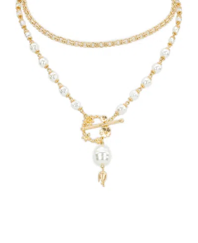 Patricia Nash Imitation Pearl Gold-tone Toggle Pendant Necklace