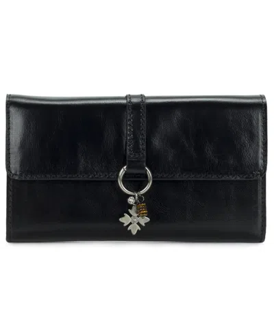 Patricia Nash Lottie Boxed Full Grain Leather Trifold Wallet In Black