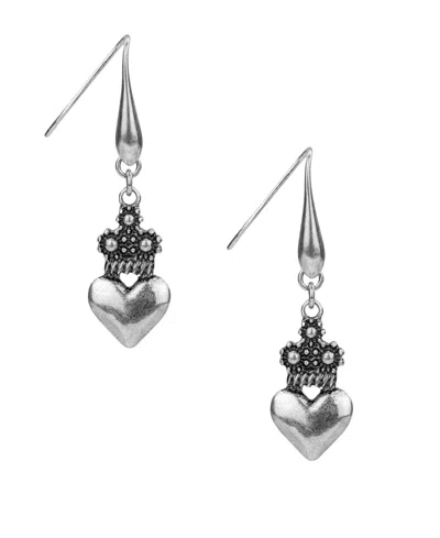 Patricia Nash Silver-tone Heart Drop Earrings In Metallic