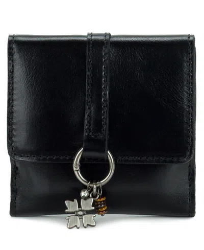 Patricia Nash Verla Boxed Full Grain Leather Trifold Wallet In Black
