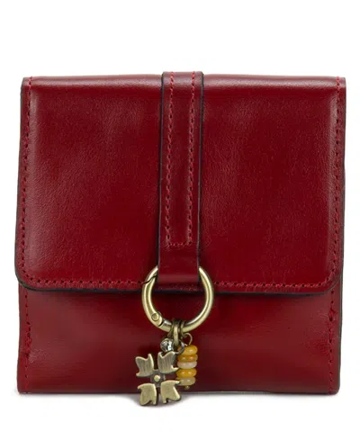 Patricia Nash Verla Boxed Full Grain Leather Trifold Wallet In Oxblood