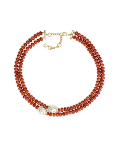 Patricia Nash Women's Imitation Pearl Gold-tone Layered Multi-strand Necklace In Red