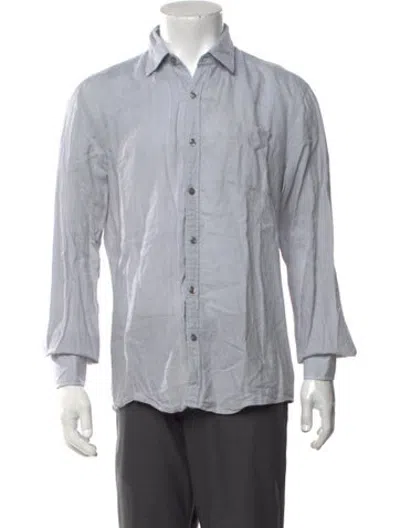 Pre-owned Patrick Assaraf Linen Long Sleeve Shirt In Grey