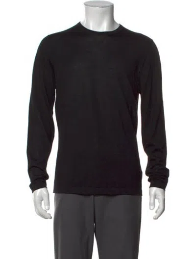 Pre-owned Patrick Assaraf Merino Wool Crew Neck Pullover In Black