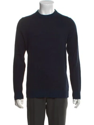 Pre-owned Patrick Assaraf Merino Wool Crew Neck Pullover In Blue