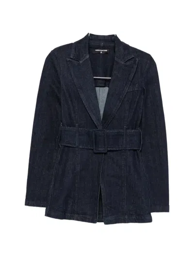 Patrizia Pepe Belted Denim Blazer In Blue