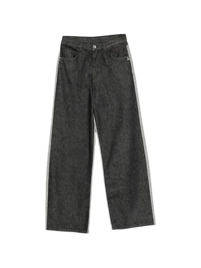 Patrizia Pepe Bi-colour Wide-leg Jeans In Gray