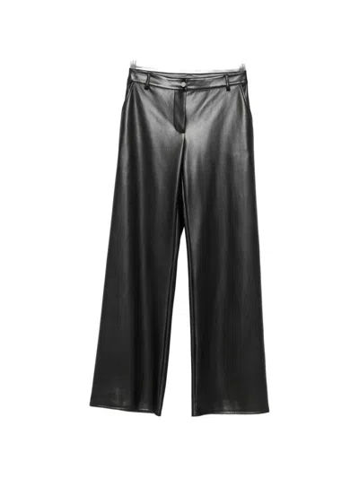 Patrizia Pepe Coated Straight-leg Trousers In Black