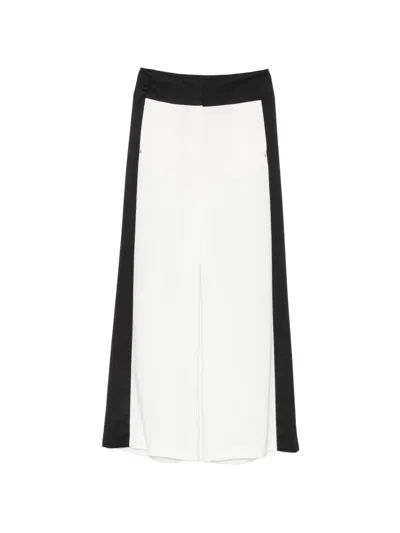 Patrizia Pepe Color-block Wide-leg Trousers In White