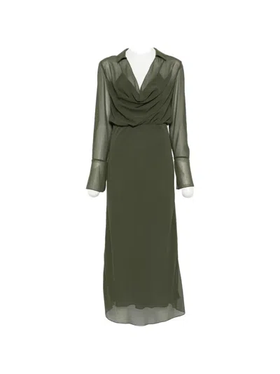 Patrizia Pepe Cowl-neck Georgette Dress In Green