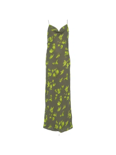 Patrizia Pepe Floral-print Cowl-neck Maxi Dress In Gray