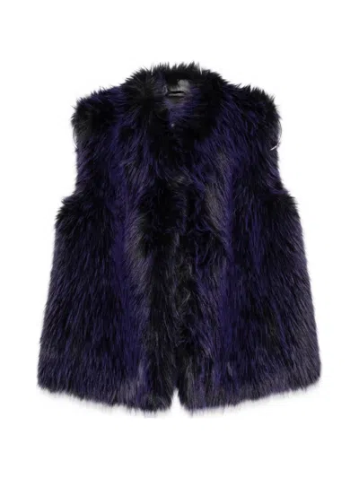 Patrizia Pepe Fluffy Gilet In Blue