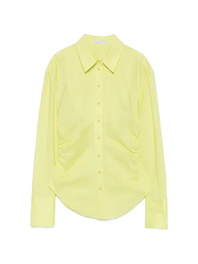 Patrizia Pepe Gathered Poplin Shirt In Yellow