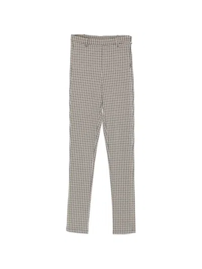 Patrizia Pepe Houndstooth-pattern Slim-fit Trousers In Neutral