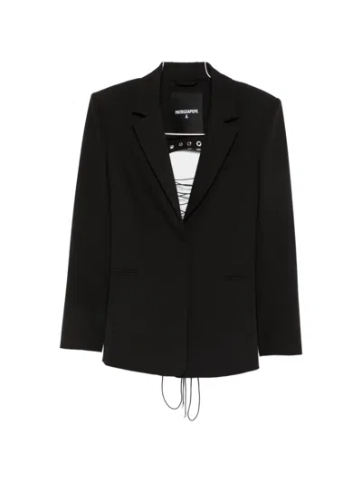 Patrizia Pepe Lace-up Structured Blazer In Black
