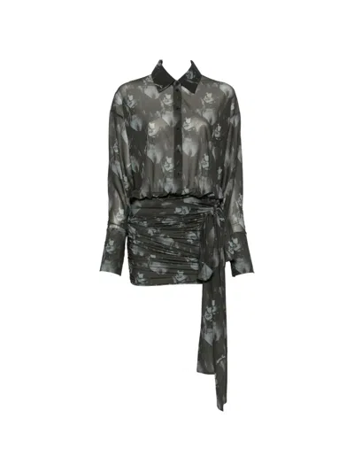 Patrizia Pepe Patrizia-print Draped Dress In Multi