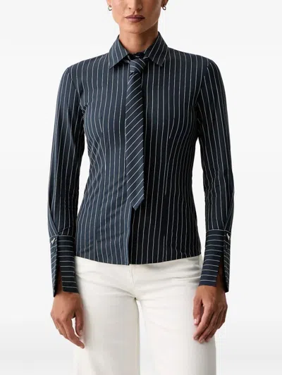Patrizia Pepe Pinstripe-pattern Tie-detail Shirt In Animal Print