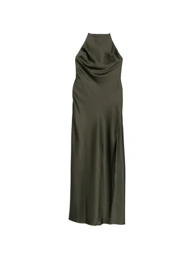 Patrizia Pepe Satin Halterneck Dress In Green