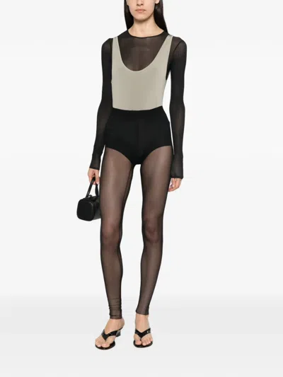 Patrizia Pepe Sheer Tulle Leggings In Black